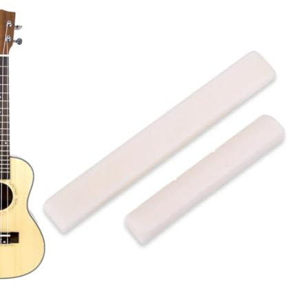 Tomotato 4 Saiten Ukulele Knochen Sattel und Sattelknochen Ukulele Steg Sattel Rohling Leichte Tragbare Einstellsaiten für Mandoline Banjo Ukulele