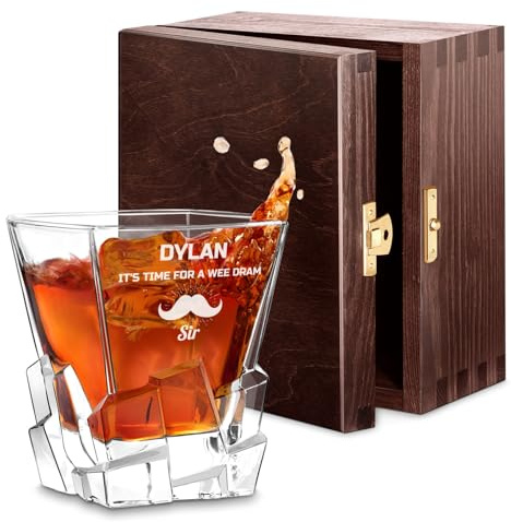 Maverton Whiskey Glass with Engraving, Modern Design, Sir | Personalised 250 ml Tumbler for Man, Elegant barware for Gentleman, for Whisky Connoisseur, for Birthday