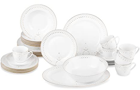 Service de table 32 pièces Lace Blanc/doré