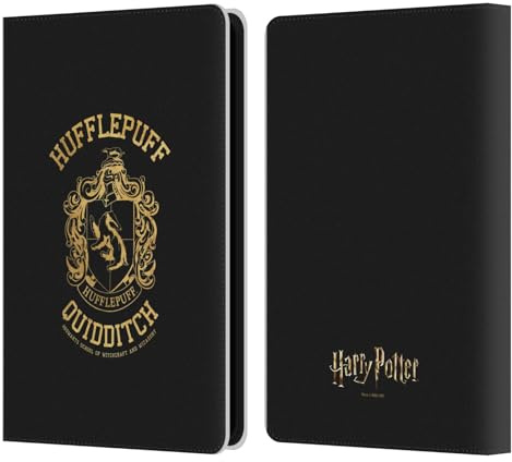 Head Case Designs Offizielle Harry Potter Hufflepuff Quidditch Deathly Hallows X Leder-Wallet-Hülle Kompatibel mit Kindle Paperwhite 5 (2021)