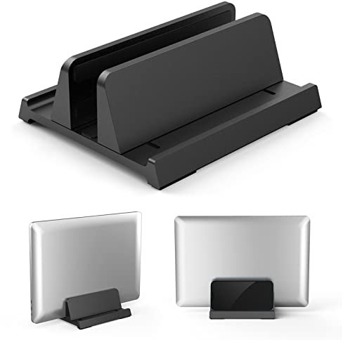 3 in 1 Vertical Laptop Stand - Klearlook Adjustable ABS Notebook Dock,Space-saving Desktop Laptop Holder Compatible MacBook/Surface/Galaxy/HP/Dell/Chrome Book,Up to 17.3 inch Laptop/Tablet - Black