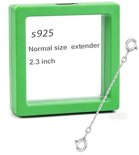 Necklace Extender Silver Sterling Chain Extension for Women Bracelet Safety Security Link for Normal Size Jewelry 3mm Width 2.3 Length