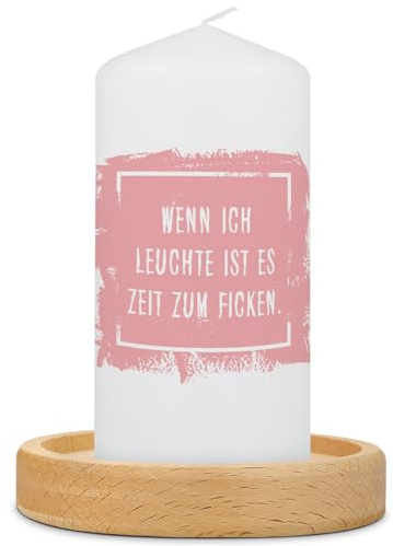 GRAVURZEILE Bedruckte Kleine Kerze - Lustiger Spruch Wenn ich Leuchte - Witziges Freches Geschenk für Freund Freundin zum Geburtstag Valentinstag - Stumpenkerze - Farbe: Rosa