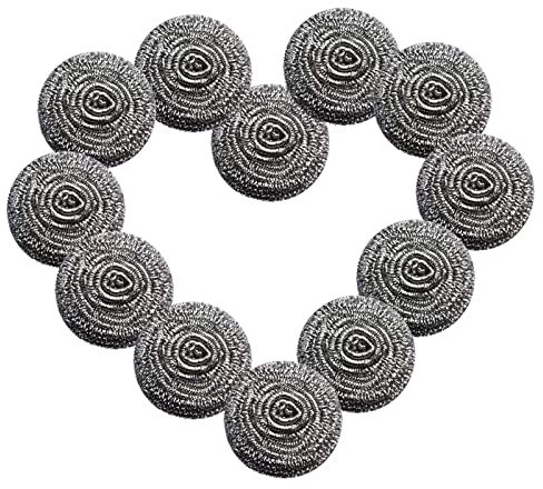 12 Stück Edelstahlschwämme, magisches Schwamm-Pad, Stahlwolle-Schrubber für Küche, Bad, Bodenreinigung