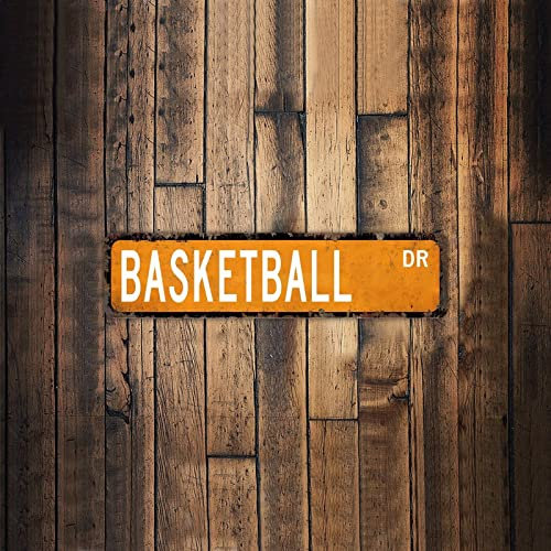 Basketball DR Vintage Metal Sign Basketball Personalized Aluminum Sign Basketball Sport Sign Basketball Player Gift for Home Cabin Front Door Outdoor Decor 3x12 Inch_272