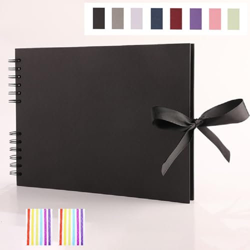 MuChoney Fotoalbum Zum Selbstgestalten 24 x 17 cm 40 Seiten A5 Mittelgroßes DIY Scrapbook Fotobuch Bastelpapier Album für Kinder Familie Valentinstag Geburtstag Jahrestag Geschenk.