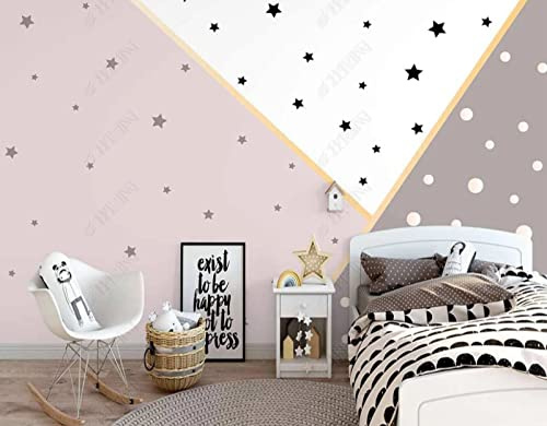 Papier Peint Intissé Chambre D'Enfant Ciel Étoilé Géométrique Peinte À La Main Intissé Décoration Murale Salon Chambre Art Mural Taille personnalisée