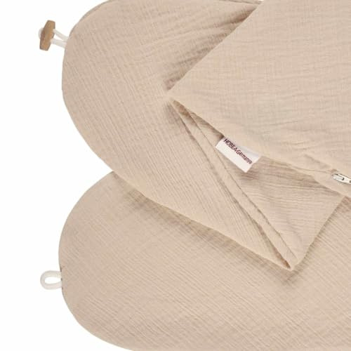 HOBEA-Germany Stillkissenbezug für Stillkissen 190cm Designs (Musselin beige)
