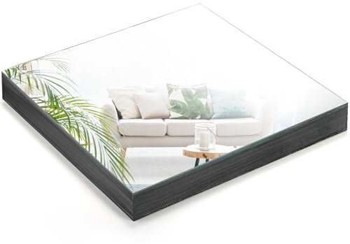 Suwimut Set of 10 Square Mirror Candle Plates, 12x12 Inch Frameless Glass Mirror Trays Wall Mounted Glass Mirrors Tiles for Table Centerpieces, Wedding Party Decorations, Wall Decor, Crafts, 1.7mm