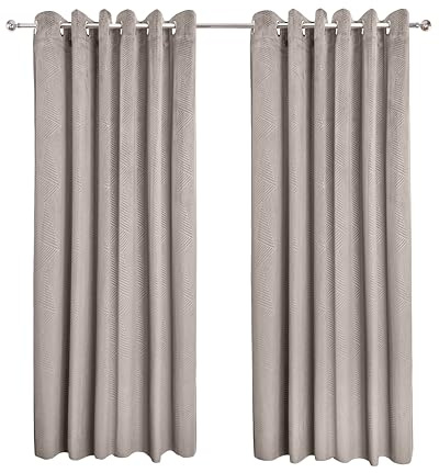 Emma Barclay Midnight Velvet Eyelet Curtains - Heavyweight Soft Embossed Velvet Ring Top Room Darkening Curtains for Bedroom & Living Room (Stone Cream, W 66 x L 90 (2 Panels), Window Curtain)