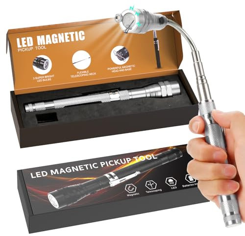 Outil de ramassage de lampe de poche magnétique, cadeau pour papa, gadgets télescopiques avec LED, cadeaux pour homme, mari, lui, argent