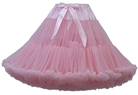 Damen Elastische Taille Tüll Petticoat Tutu Party Mehrschichtiger Puffy Cosplay Rock Unterrock, Länge 55 cm, Taille 52-112 cm Tüllrock
