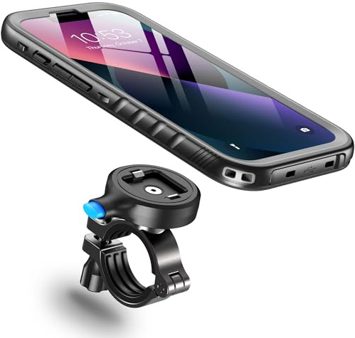 Cozycase 1S-Knopf Wasserdicht Handyhalterung Fahrrad Für iPhone 13 Mini | Anti-Diebstahl Hülle Handy Halter Motorrad Lenker Rennrad Mtb Ebike Bike Phone Holder Mount Fahrradhalterung IP68 Waterproof