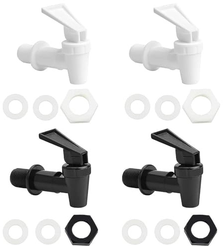 Yitobici Plastic Drinks Dispenser Tap, Pack of 4, Modern, Sleek, Black + White
