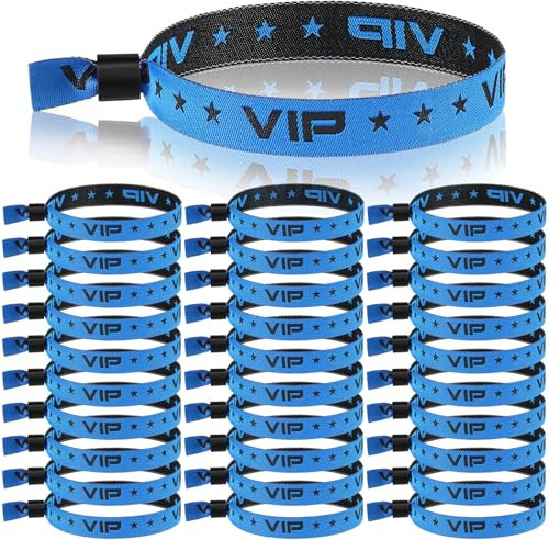 Otuuz 100 Packungen VIP Armbänder für Veranstaltungen Stoff Einlassbänder Party Armbänder VIP Identifikationsarmbänder für Events Konzert Festival Geburtstag Hochzeit (Blau)