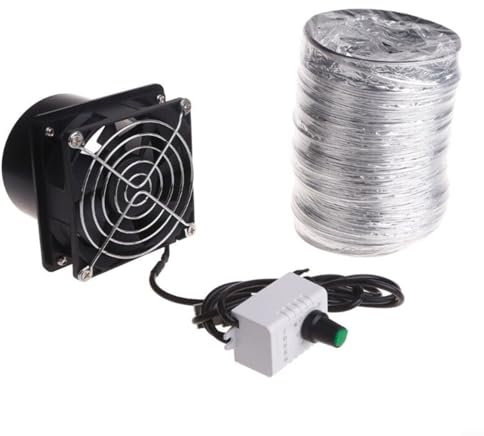 HEIBTENY Kanal Rohrventilator Badlüfter Rauchabsorber Rauchabzugsventilator Rohrkanal Abluftventilator USB Einstellbare Geschwindigkeit(Ventilator plus 1 m Rohr)