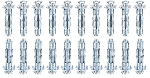 DTGN Tasselli per pareti cave, M5 x 37 mm, confezione da 20, ideali per pareti in gesso e pareti cave, in acciaio al carbonio, colore argento
