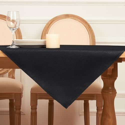 Softalker Mantel Mesa Antimanchas 80x80 cm Cuadrado de Jacquard a Rayas Manteles Exterior Impermeabl Manteles Gris Pequeño Protector Centro de Mesa Comedor Decoracion para Otoño Navidad Cumpleaños