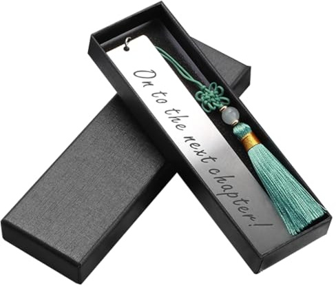 Silver Metal Bookmark,Personalised Book Markers with Pendant with Premium Gift Box Appreciation Retirement Gifts, for Graduation Colleagues Teacher Book Lovers (On to The Next Chapter)