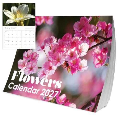 2027 Wall Calendar A4 UK Flower Photos Planner Month to View A3 When Open
