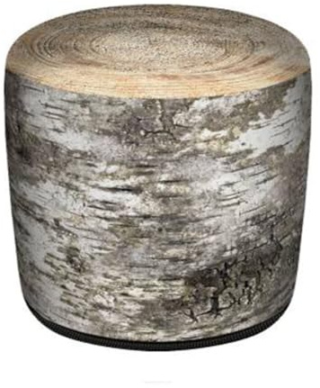 Bertoni Pouf rond pour balcon et jardin - Codura - Résistant aux intempéries - 40 x 40 cm - Pour l'extérieur et l'intérieur - Avec housse amovible - Lavable - Bouleau