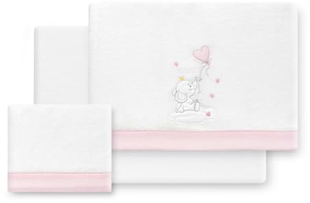 variouss Interbaby - Juego de Sabana Coralina, Tríptico Coralina de Invierno para Bebé (Blanco/Rosa, Minicuna 50x80 cm)