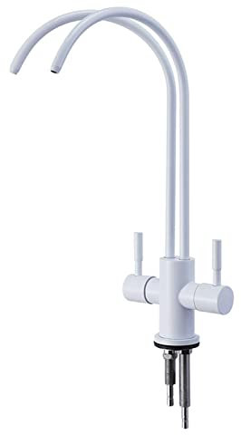 JMRTQMEC Rubinetto da Cucina Filtro Acqua Depuratore d'Acqua a Doppia Uscita Girevole in Acciaio Inossidabile Bianco