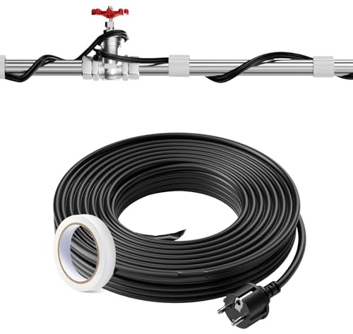 VEVOR Câble Chauffant Tuyaux Autorégulant Antigel 24,4 m 16,4 W/m avec Thermostat Intégré, pour Conquérir l'Hiver du Gel, Protection des Conduites d'Eau Maison, Tuyaux en PVC, en Métal, en Plastique
