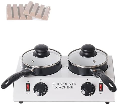 Máquina De Fusión De Chocolate Comercial, Fusión De Queso De Doble Tanque Portátil De 80 W, Ajuste De 30-85 ℃, Interior De Cerámica Antiadherente, Para Chocolate, Mantequilla, Queso, Crema, Dulces