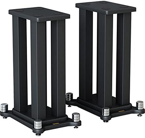 Hifi Rack Hochleistungs-Lautsprecher Steht Ein Paar, Universelle Große Langlebige Metall-Surround-Lautsprecher mit Rutschfester Unterlage und Sockel, für Heimkino-Studiobühne(Black,70cm (27 1/2in) Tal
