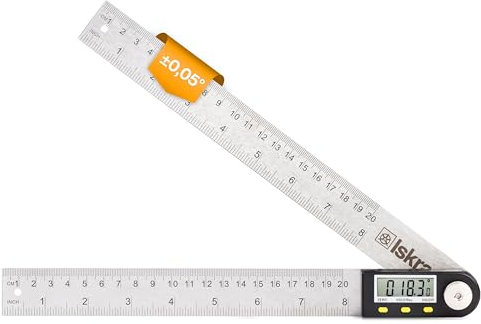 Iskra digitaler Winkelmesser, Edelstahl Winkellineal 0-360°, inkl. Batterien, ±0,05 Grad Genauigkeit, 20cm Winkelmesser digital, LCD-Display, Auto-Aus