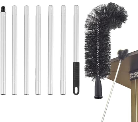 Gutter Cleaning Brush - Retractable Extendable Guard Cleaner Tool | Telescopic Gutter Cleaner | Curved Design Retractable Design Gutter | Roof Gutter Cleaner for Dust, Debris, Leaves and Branches
