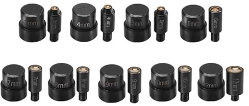 WUTA Druckknopfpresse, Profi Matrizen Set för Ösenpresse, Handpresse Ösenzange für DIY Handwork(3+4+5+6+7+8+9+10+12mm)