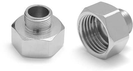 BESy G1/2 Female to G3/8 Male Reducer Adapter for Water Hose Faucet Hose Adapter Kitchen/Bathroom Faucet Pipe Fittings Connector Faucet Supply Line Adapter Stainless Steel 2 Pieces
