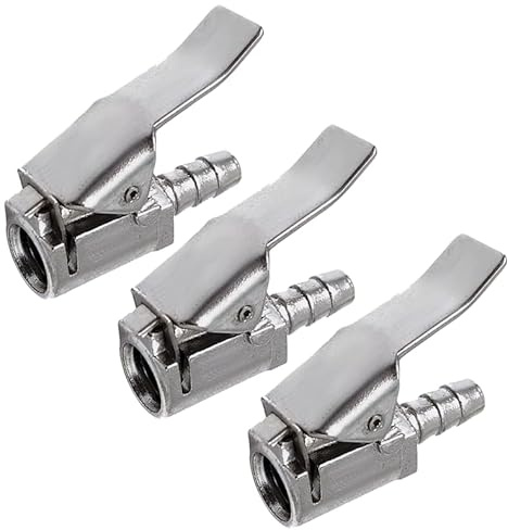 Hero Autoventil Hebelstecker 3er Set Ventilstecker Reifenfüllnippel Druckluft Klemmnippel 6mm Ventilaufsatz Momentstecker Hebelstecker Reifen Luftpumpe Ventil für Reifenventile mit Ventilgewinde VG6