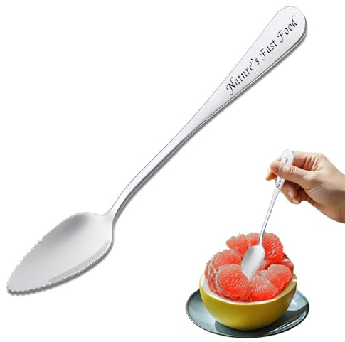 Novelty Fruit Spoons for Grapefruit Spoon - Fun Best Friend Fruit Birthday Gifts for Women Friends Funny Gag Gifts for Sister Sis Cousin Grapefruit Spoons Serrated Stainless Salad Spoon for Eating