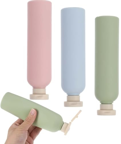 oruola 3-Pack Travel Shampoo Bottles,Empty Travel Bottles for Toiletries,260 ml Refillable Travelling Containers with Flip Cap - Leak Proof,Squeeze Bottle for Toiletries,Creams,Lotion,Conditioner