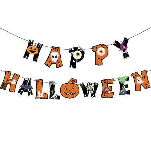 Striscione Zucca Di Halloween, Decorazioni Di Halloween Striscioni Horror, 1 Pezzo, Può Essere Utilizzato Per Esterni, Interni, Giardino, Porta, Accessori Per Feste, Decorazioni Di Sfondo Spaventoso