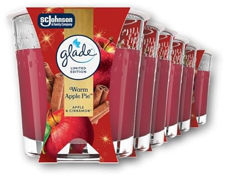 Glade Candela profumata, Edizione Limitata, fragranza Warm Apple Pie, Confezione da 6 candele da 112g