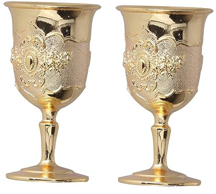 KOCKSHION 2piezas Copas De Vino Vintage Doradas De Cáliz Europeo De Metal Para Fiestas y Hogar Decoración Única Resistente Para Regalar
