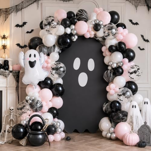 Arche de ballons rose noir Halloween