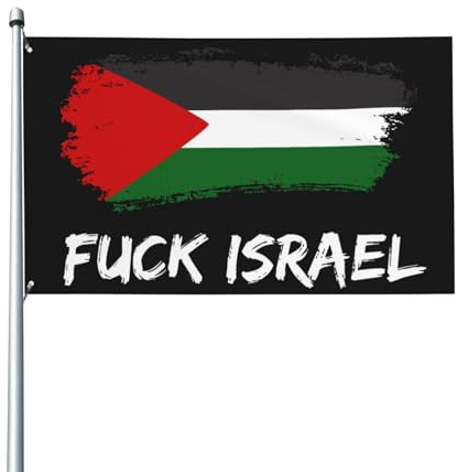 Bandera de Fuck Israel Free Palestine Save Gaza de 90 x 150 cm, decoración para exteriores e interiores, pancarta de procesión con 2 ojales.