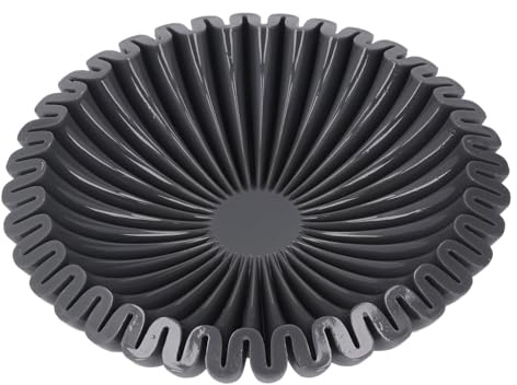 Garosa Cuenco Decorativo Negro, Frutero de Resina Hecho a Mano para Cocina, Hogar, Centro de Mesa Acanalado Moderno para Frutas o Llaves