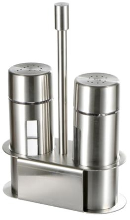 NVOQILIN Set di 2 shaker per condimenti in acciaio antiruggine con finestra trasparente per bottiglie di sale e pepe da cucina