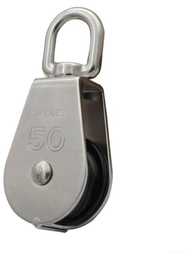 Carrucola singola in acciaio inox M50 con gancio girevole, materiale resistente 304, progettata per reti da pesca e uso gru, rotazione a 360 gradi amichevole della corda