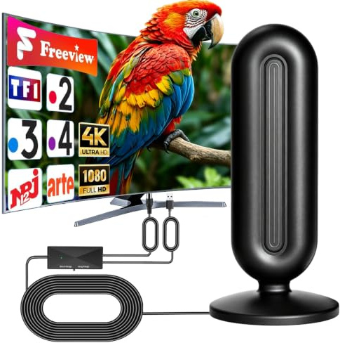 Antenne Interieur TNT Puissante avec Amplificateur et Base Magnétique