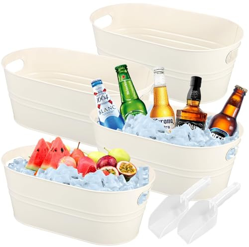 Flaschenkühler mit Eisschaufel, Sektkühler Schale, Großer Eiskübel mit Griffen für Wein, Bier, Champagner, Getränke, Vorratsbehälter für Obst, Gemüse 10l