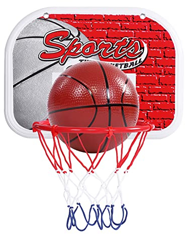 CHEOTIME Mini-Basketballkorb-Set über der Tür, Mini-Basketballkorb mit Stabiler Rückwand, 1 Ball, Luftpumpe, Basketball-Spielzeug, Geschenkideen für Männer, Kinder, Teenager, (Trompete 1 Ball)