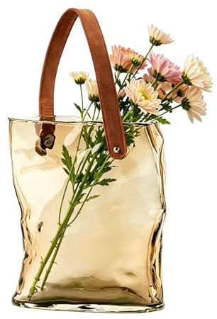Vase en verre | Sac à main drôle, esthétique, moderne, vase décoratif en verre pour fleurs – Maison chambre à coucher, cuisine, bureau, ferme, table, étagère, anniversaire, pendaison de crémaillère