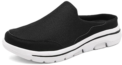 CELANDA Zuecos para mujer y hombre, zapatillas de otoño, antideslizantes, gruesas, cálidas, cómodas, para jardín, unisex, suaves, para ocio, 35-48 EU, negro y blanco, 38 EU